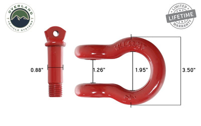 Overland Vehicle Systems Recovery Shackle 3/4" 4.75 Ton Red