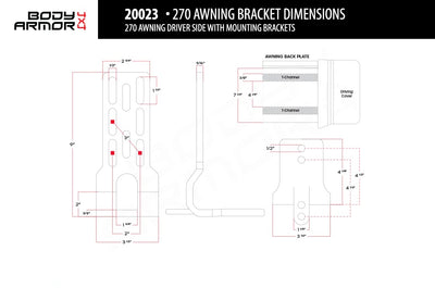 BODY ARMOR 4X4 SKY RIDGE 270 AWNING DRIVER SIDE WITH MOUNTING BRACKETS