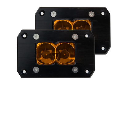 Heretic BA-2 Flush Mount Amber LED Pod Light - 2 Pack
