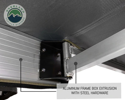 Overland Vehicle Systems Nomadic Awning 270 Dark Gray Cover With Black Transit Cover Driver Side & Brackets