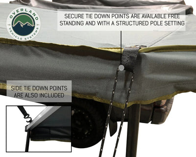 Overland Vehicle Systems Nomadic Awning 270 Dark Gray Cover With Black Transit Cover Driver Side & Brackets