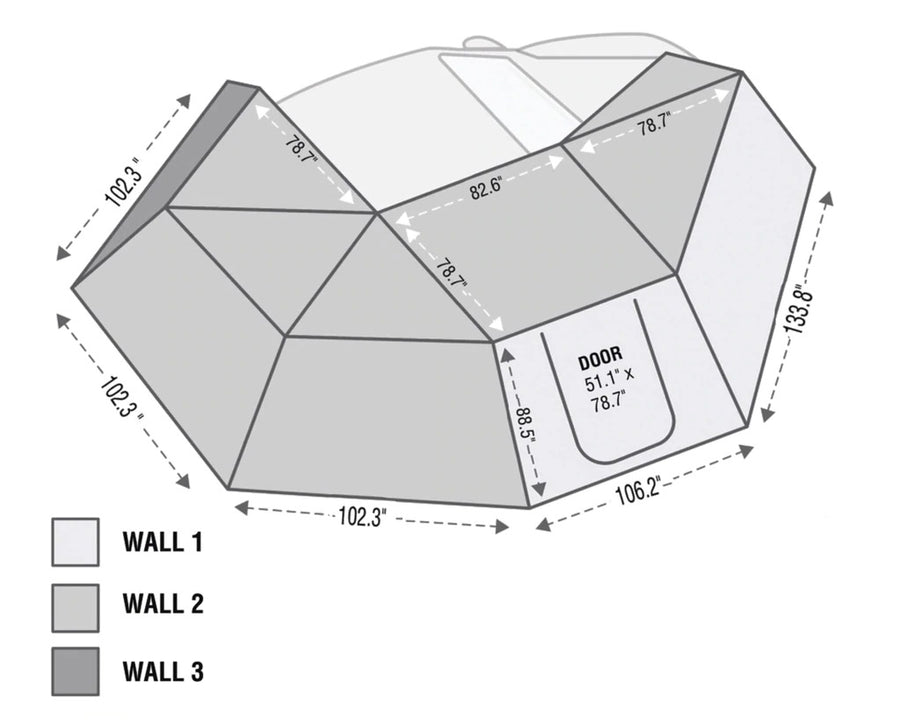 Overland Vehicle Systems Nomadic Awning 270 Side Wall 2 Dark Gray With Storage Bag Passenger