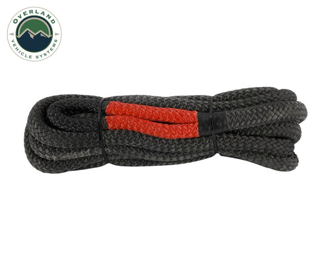 Overland Vehicle Systems Brute Kinetic Recovery Strap 1" x 30" With Storage Bag Gray/Black