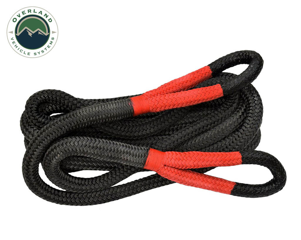 Overland Vehicle Systems Brute Kinetic Recovery Strap 1" x 30" With Storage Bag Gray/Black
