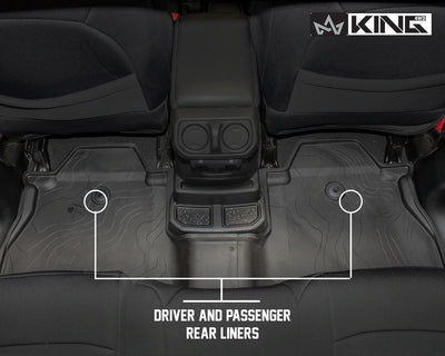 King 4WD Premium Four-Season Floor Liners Front and Rear Passenger Area Jeep Wrangler Unlimited JL 4 Door 2018-2019