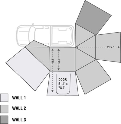 Overland Vehicle Systems Nomadic Awning 270 Side Wall 2 Dark Gray With Storage Bag Driver