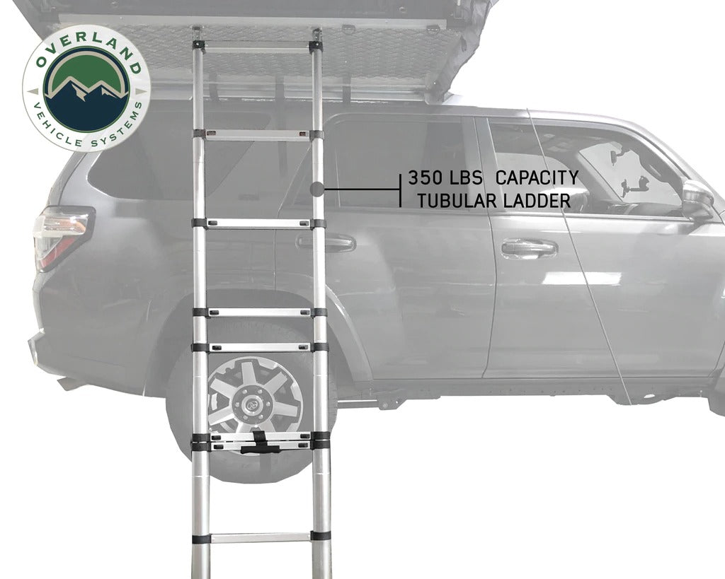 Overland Vehicle Systems Nomadic 2 Extended Roof Top Tent - Dark Gray Base With Green Rain Fly With Bonus Pack