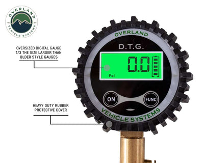 Overland Vehicle Systems Digital Tire Gauge with Valve Kit & Storage Bag