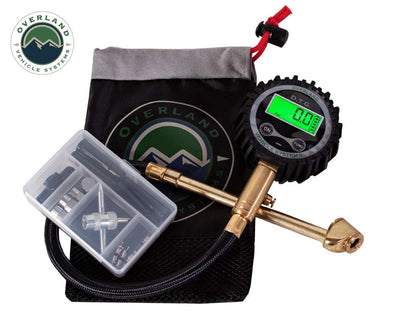 Overland Vehicle Systems Digital Tire Gauge with Valve Kit & Storage Bag