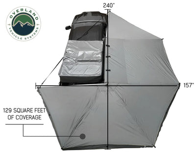 Overland Vehicle Systems Nomadic Awning 270 Dark Gray Cover With Black Transit Cover Passenger Side & Brackets