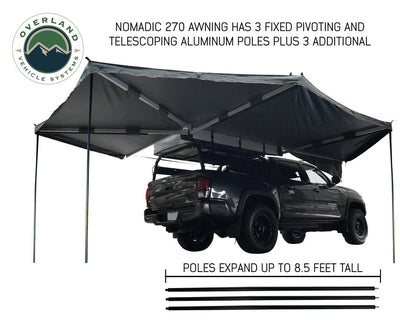 Overland Vehicle Systems Nomadic Awning 270 Dark Gray Cover With Black Transit Cover Passenger Side & Brackets