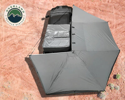 Overland Vehicle Systems Nomadic Awning 270 Dark Gray Cover With Black Transit Cover Passenger Side & Brackets