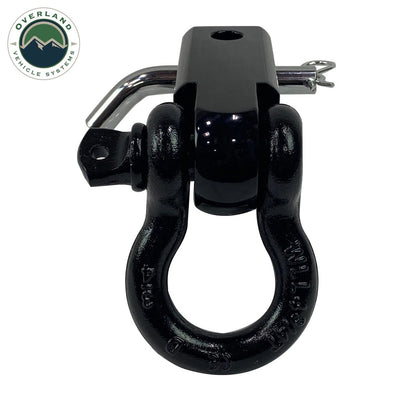 Overland Vehicle Systems Receiver Mount Recovery Shackle 3/4" 4.75 Ton with Dual Hole Black Universal