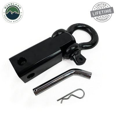 Overland Vehicle Systems Receiver Mount Recovery Shackle 3/4" 4.75 Ton with Dual Hole Black Universal