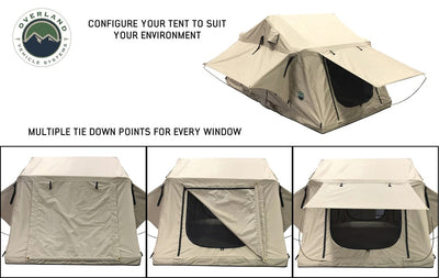 Overland Vehicle Systems TMBK 3 Person Roof Top Tent with Green Rain Fly